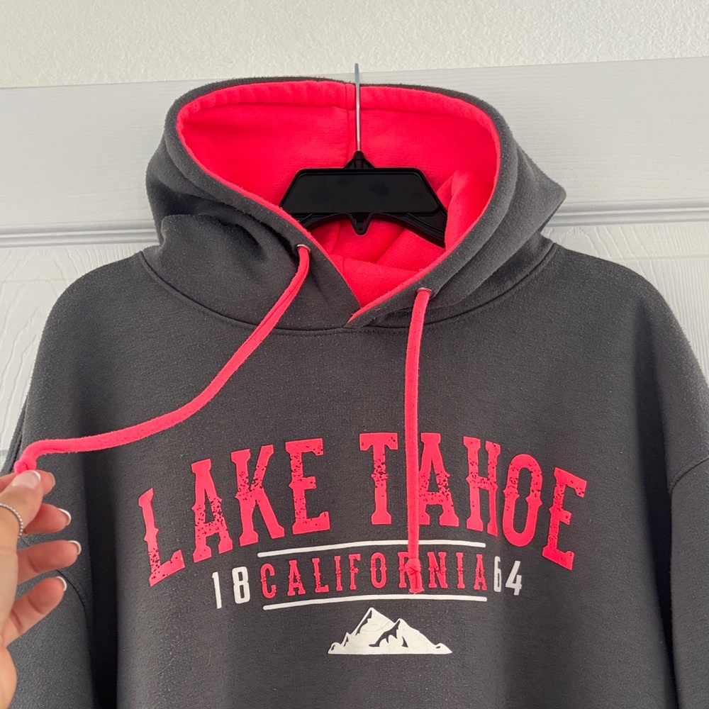 Gray and Hot Pink Lake Tahoe Hoodie